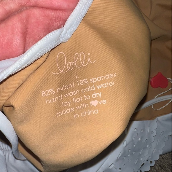 Lolli Bathing Suit White Ruffle Cheeky One piece Swimsuit Size Large NWT - Picture 5 of 11